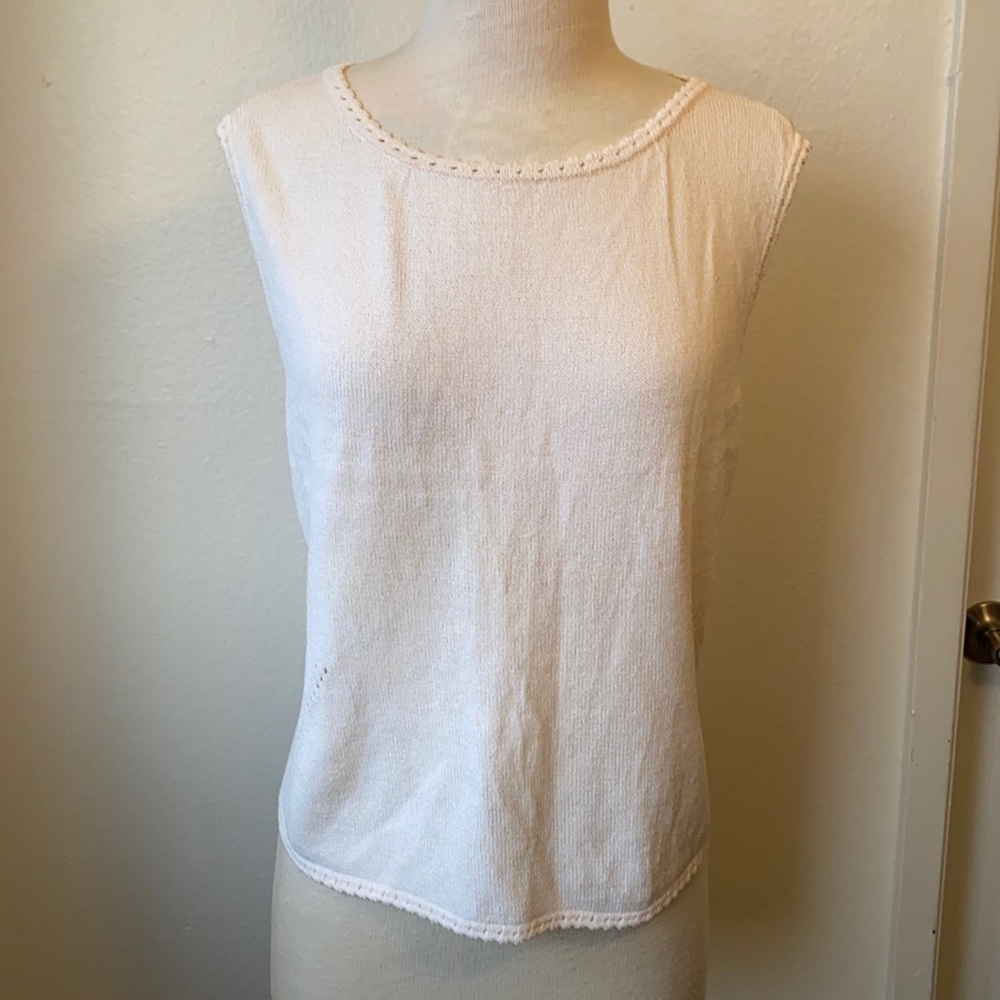 St John Knit Cream Sleeveless Top L